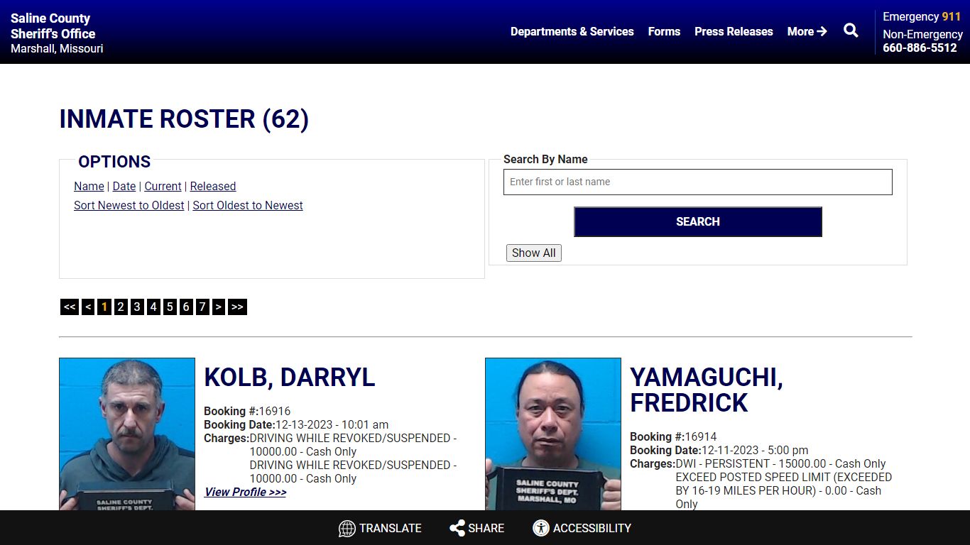 Current Inmates Booking Date Descending - Saline County Sheriff