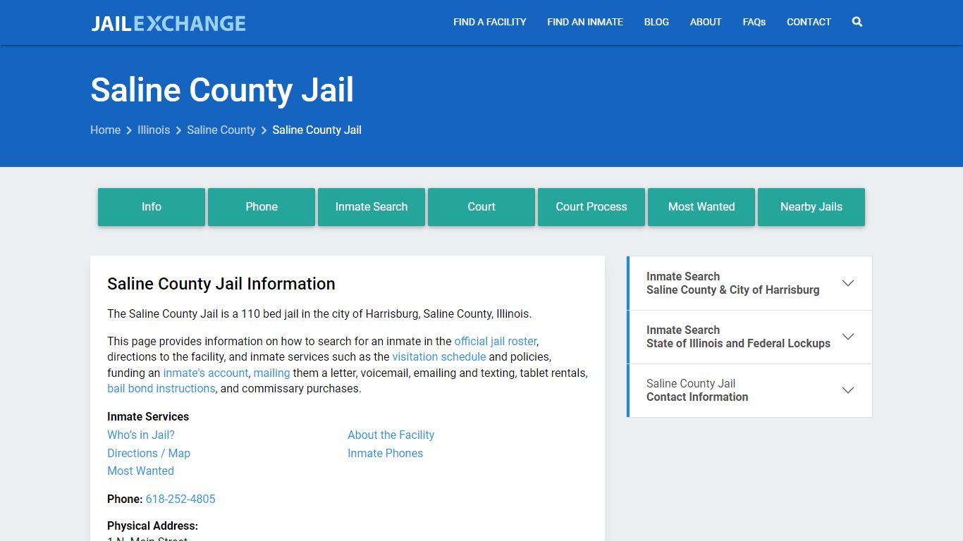 Saline County Jail, IL Inmate Search, Information